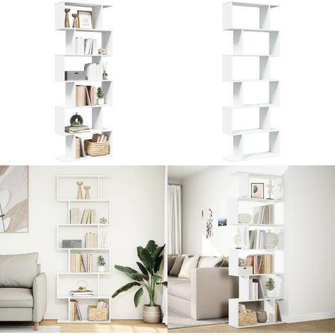 vidaXL Raumteiler-Bücherregal 6 Etagen Weiß 70x24x193 cm Holzwerkstoff (1/5)
