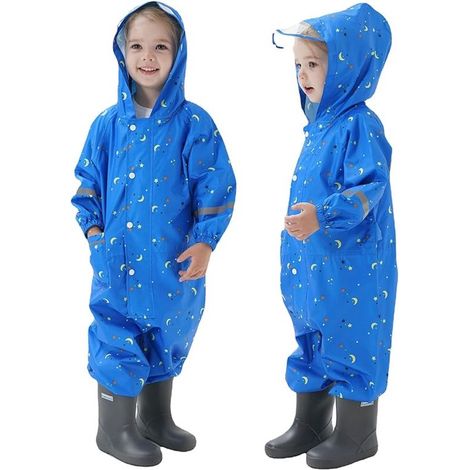 Kinder-Regenmantel-Set, Unisex, wasserdichter Regenmantel mit Kapuze und Reißverschluss, Größe M (1/5)