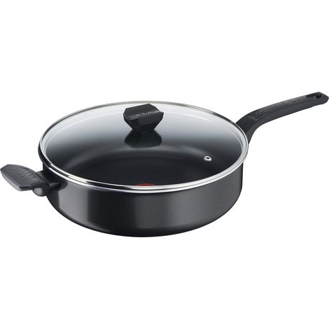 Tefal Easy Cook & Clean padella 28 cm, rivestimento antiaderente, indicatore della temperatura con segnale termico, nero, B5553733, adatta a tutti i piani cottura tranne l'induzione (1/5)