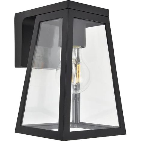 Lámpara de pared solar para exteriores Fia Solar, color negro mate, 2W, casquillo E27, 2700K, IP44, con sensor crepuscular. (1/5)