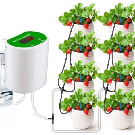 Système d'arrosage automatique pour plantes en pot, kit d'irrigation goutte à goutte avec minuterie numérique programmable de 30 jours (8 plantes) (1/4)