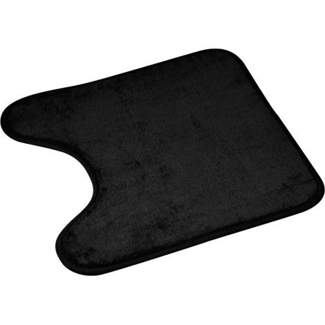 Paris Prix – Tapis contour WC 45x45cm en polyester et microfibre – Couleur noir – Facile d'entretien et design moderne
