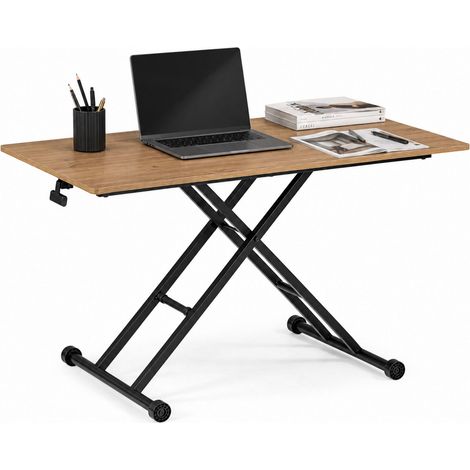 Schreibtisch Worktime Lift 120 x 60 höhenverstellbar / klappbar eiche/schwarz hjh OFFICE (1/5)