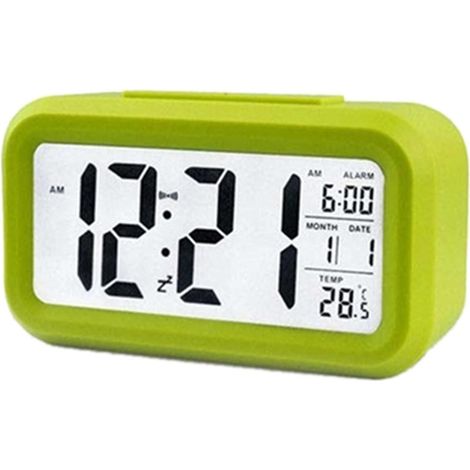 MINKUROW Sveglia Digitale Intelligente Con Pulsante Snooze Per Data E Temperatura Orologio Da Tavolo Rettangolare Alimentato A Batteria Per Camera Da Letto Ufficio Verde (1/5)