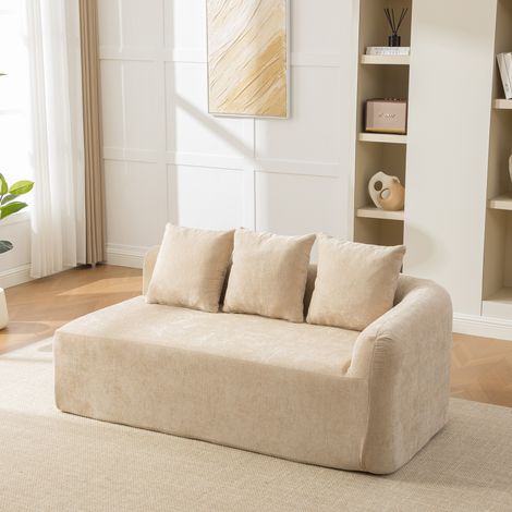 Canapé modulaire compressé en tissu chenille, rempli de mousse haute élasticité 30D. Facile à déplacer et doté d’un dessous antidérapant, idéal pour le salon et d’autres pièces. Kaki clair (1/5)