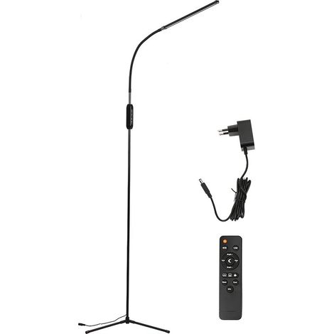 Lampadaire noir 12W, télécommande LED moderne, base à 3 fourchettes, prise 110-240VEU (1/5)