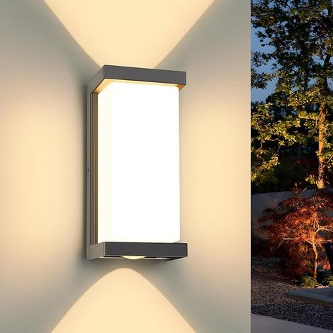 36W Lampe d'extérieur Murale Anthracite, IP65 étanche LED 3900LM Applique Murale Intérieur/Extérieur, 3000K Blanc Chaud Lampe d'extérieur Moderne, Aluminium Applique Murale pour Terrasse (1/5)