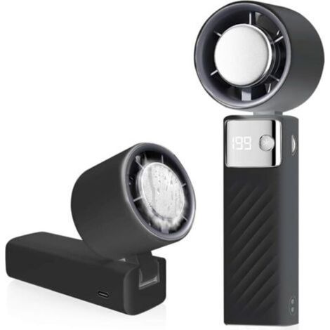 Ventilatore portatile, mini ventilatore ricaricabile da 5000 mAh, piccolo ventilatore turbo silenzioso con velocità regolabile (da 1 a 199), ventilatore rinfrescante per campeggio, sport, viaggi (nero (1/5)