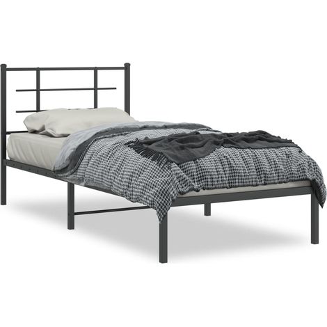 Maison Exclusive - Cadre de lit métal sans matelas avec tête de lit noir 90x190 cm (1/5)