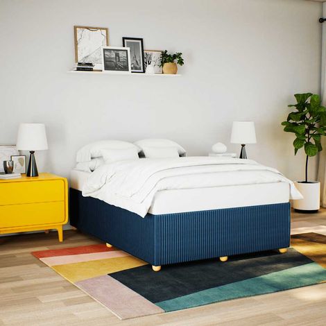 Cadre de lit 160 x 200 cm avec sommier à lattes en tissu bleu, sans matelas - PANGIVO (1/5)