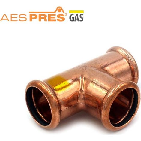 Tee femmina ø18 AESPRES GAS in rame a pressare 682018000G - -  RACCORDERIE METALLICHE - - (1/2)