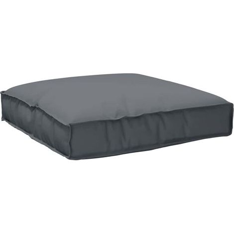 Coussin gris anthracite, mesurant 80 x 80 x 12 cm, en tissu Oxford. (1/5)