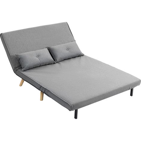 TwoSeater LinenLook Sofa Bed Grey (1/5)