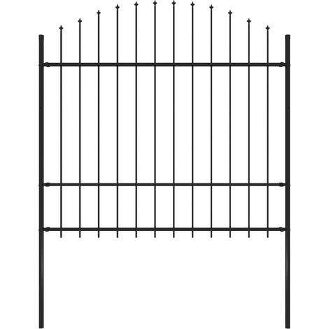 Clôture de jardin,Barrière de jardin,Portail de jardin avec dessus en lance Acier 1,7 m Noir CNENE254881 (1/3)