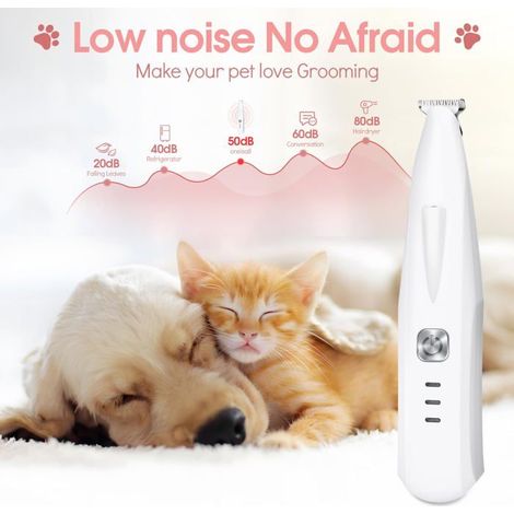Tondeuse pour chiens et chats - tondeuse à pattes rechargeable USB Type‑C, LED, silencieuse 45 dB, lame céramique (1/5)