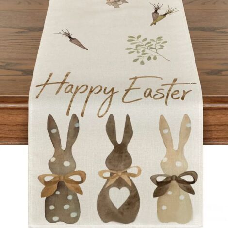 [Cadeaux de Pâques]Lapin Carottes Chemin de Table de Pâques, Lavable Décoration de Printemps Cuisine Table Intérieur et Extérieur Vacances Fête 40 x 140 cm (1/5)