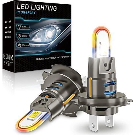 H7 LED Bulb, 36000LM 100W, U-Tube Headlight H7 LED High/Low Beam 6500K Cool White 600%, 14000RPM Fan Plug and Play Size 1:1 for Cars, 2 Pieces (1/5)