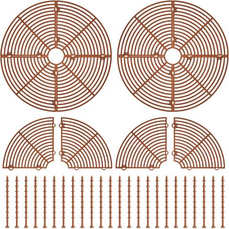 Lot de 3 Cache Pot de Fleur Chat, 30 cm Découpable Grille Pot Fleur avec Découpe Centrale et Piquets, Plastique Protection pour Pot de Fleurs, Bouchon de Creusement de Chat (Marron) (1/5)