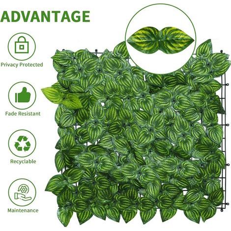 Künstlicher Efeu-Sichtschutz, 0,5 m x 3 m, für Balkon, Terrasse, Garten und Hof. Grüne Zaunrolle mit künstlichen Wassermelonenblättern. (1/5)