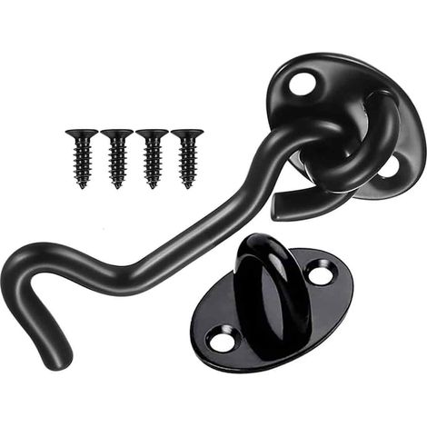 Crochet Et Illet - Acier Inoxydable - Pour Porte Extérieure Cabine Grange - Finition Noire - 3 Pouces - Lot De 1