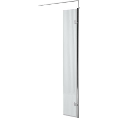 Nuie 300mm x 1850mm Fluted Wetroom Hinged Return Screen with Chrome Fittings - WRFL18530H (1/2)