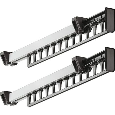 Ausziehbarer Kleiderständer, verschiebbarer Kleiderständer, Halterung für 12 Kleiderbügel, 312 mm Länge, 2er-Pack (1/4)
