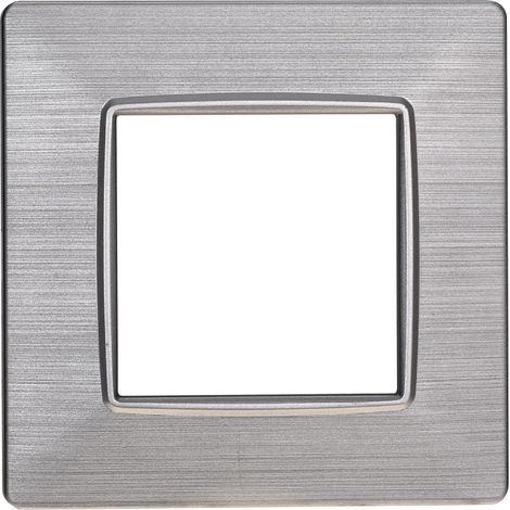 Placca compatibile Vimar Plana 2 moduli plastica colore argento satinato Ettroit EV85215 (1/4)