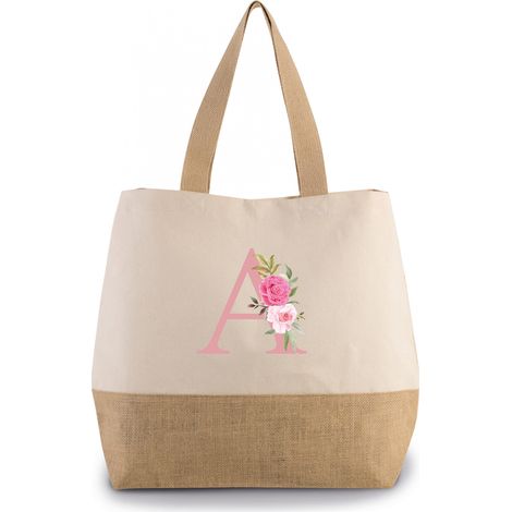 Grand Sac Coton et Jute Monogrammes - A (1/4)