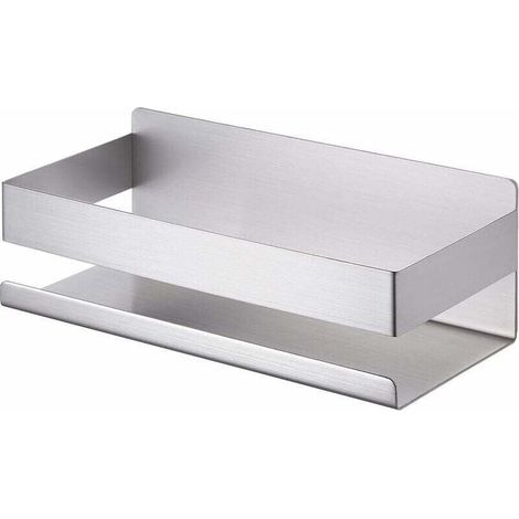 Estantería de baño Crezuo, estante de ducha sin perforaciones, acero inoxidable SUS304, estante de pared adhesivo, 23 cm, acabado cepillado -Crezuo