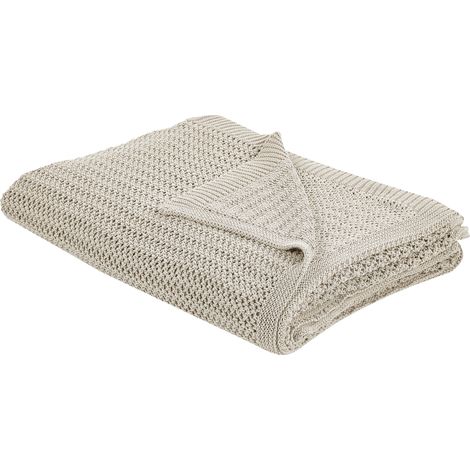 Colcha decorativa ropa de cama algodón 150 x 200 cm beige claro Ilen