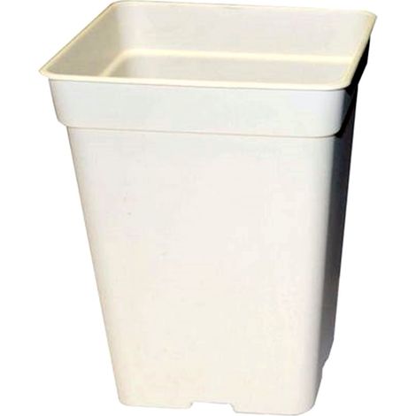 Maceta Blanca Grande Cuadrada Alta. Pl�stico Duro. 40 X 27 Cm. 18 L