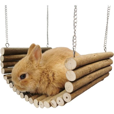 Hamac Pour Chinchilla Balançoire En Bois D'enrichissement Pour Animaux Jouet Balançoire Petits Animaux Adapté Spécialement Aux Hamsters Nains Gerbilles Hérissons Chinchillas Lapins (1/5)
