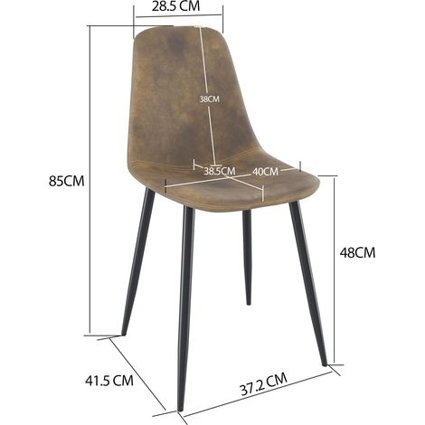 Set Di 4 Sedie In Ecopelle Per Sala Da Pranzo Ufficio Con Gambe In Metallo Stile Vintage Scandinavo Comoda Seduta Ideale Per Soggiorno Sala Riunione (Marrone) - Colore: Marrone