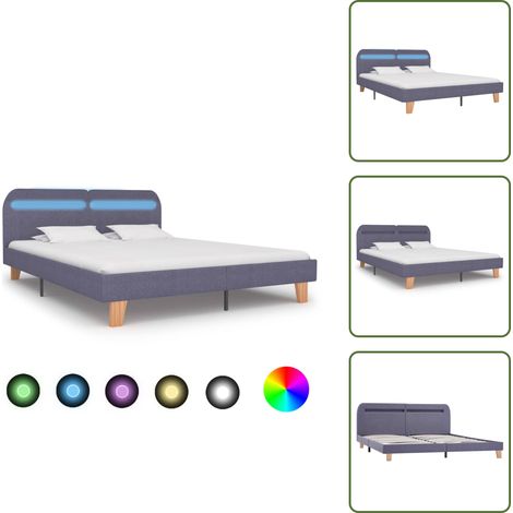 Cama con mando a distancia - vidaXL Estructura cama con LED sin colchón tela gris claro 160x200 cm - Cama con tela