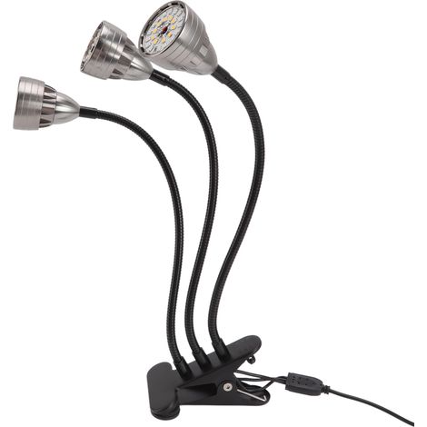 LED-Pflanzenlampe für Innenräume, Vollspektrum, mit Clip, USB-Anschluss, 3 Leuchten (1/5)