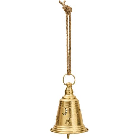 Adorno navideño colgante con campana dorada. Altura: 17 cm - Atmosphera créateur d'intérieur (1/2)