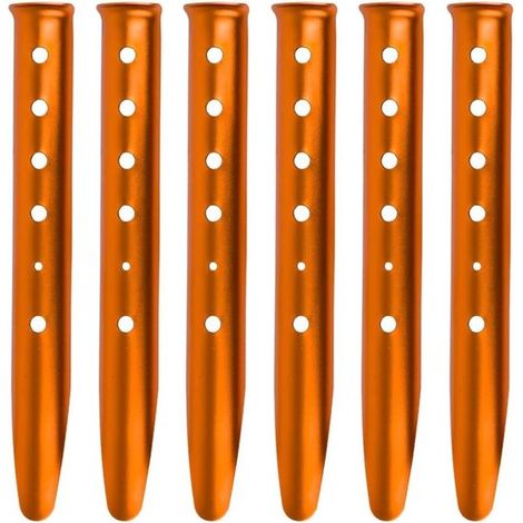 6 picchetti in metallo per tenda, picchetti da sabbia resistenti, picchetti da neve per tende da spiaggia, ombra, tendalino, campeggio, escursionismo, zaino in spalla, arancione