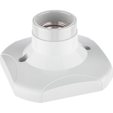 Plafonnier/douille de lampe, porcelaine, blanc, 1x E27 max. 60W, douille à économie d'énergie, accents de pièce, brillant, plastique, angulaire, montage rapide, interchangeable, (1/5)