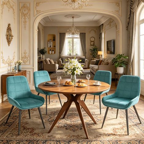 Chaises élégantes pour bureau à domicile, chaises de cuisine fonctionnelles, ensemble de chaises de salon, chaises de salle à manger avec assise rembourrée haute (4 chaises de salle à manger) (1/5)
