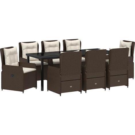 Maison Exclusive - Set da Pranzo per Giardino 9 pcs Marrone polyrattan