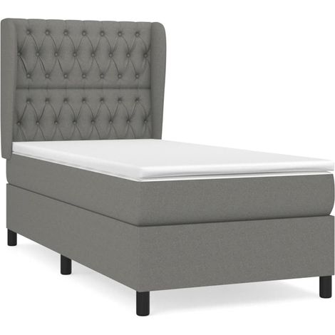Maison Exclusive - Cama box spring con colchón tela gris oscuro 1 (1/5)