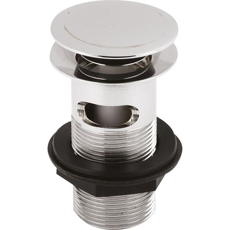 Round Stainless Steel Push Button Basin Waste Slotted - Chrome