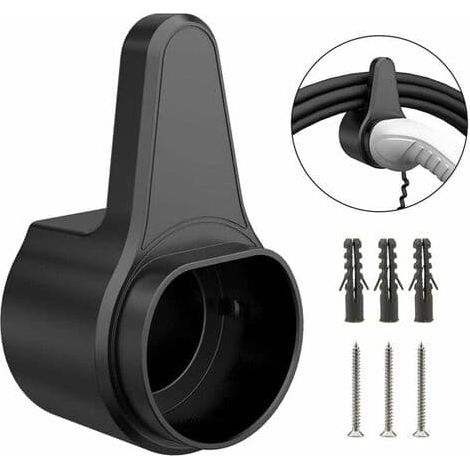 Support de câble de recharge de type 2 - Conception sécurisée - Chargeur mural de type 2 pour véhicules électriques - Support de câble de recharge robuste en ABS - Noir (1/5)