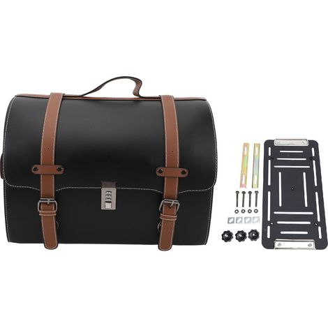 Sac arrière de moto 29,5 L, bagages de coffre arrière, sacs de rangement universels résistants à l'eau pour casque avec serrure à combinaison pour scooters et véhicules électriques, bande noire et mar (1/5)