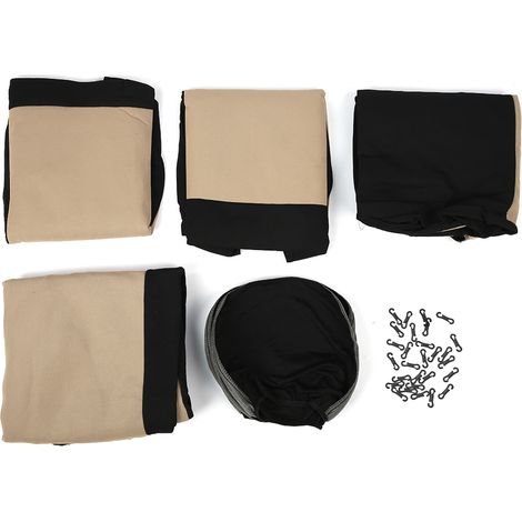 Housse de siège auto universelle 7 pièces, ensemble protecteur dossier haut confortable, anti-poussière, intérieur voiture, beige et noir (1/5)