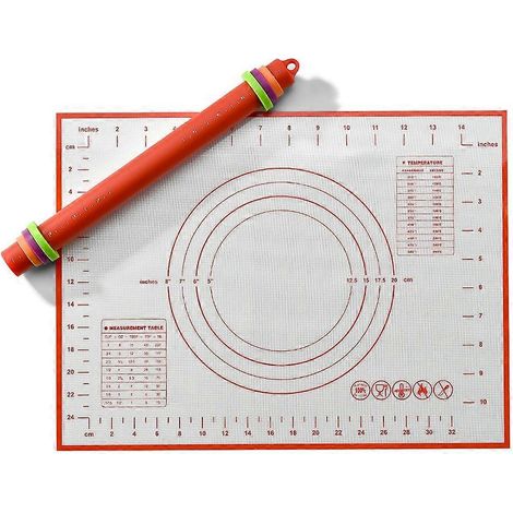 Silicone tapis cuisson antidérapant tapis pâtisserie Rolling Out pâte fabrication tarte Fondant Measuring fonction rouge (1/5)
