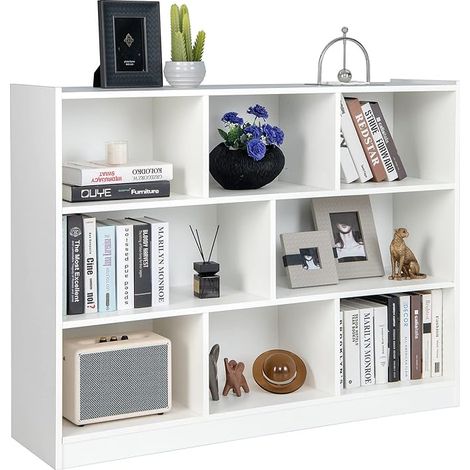 3-Tier Wooden Bookshelf w/ Open Cubes (1/5)