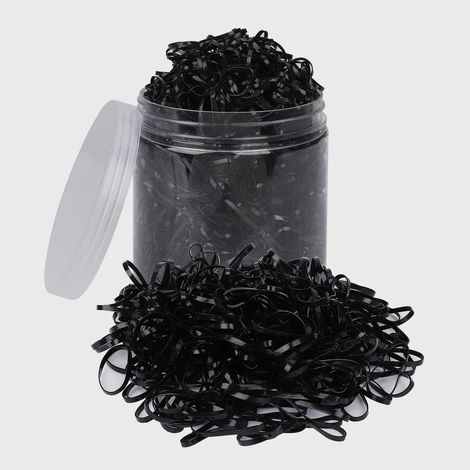 Mini Élastique Cheveux, 2000 Pièces Noir Souple Bandes de Caoutchouc avec Plastique Boîte pour Cheveux des Bébé Filles, Coiffure de mariage et petits dreadlocks (1/5)