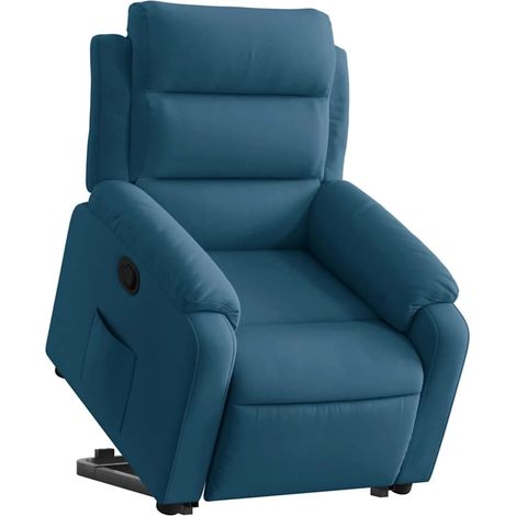vidaXL Poltrona Alzapersona Reclinabile Blu in Velluto (1/5)