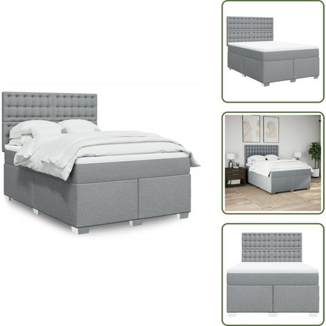 Sommier à lattes de lit avec matelas Gris clair 140x190cm Tissu - Sommier À Lattes De Lit - Sommiers À Lattes De Lit - Lit - Meuble De Chambre À Coucher (1/5)